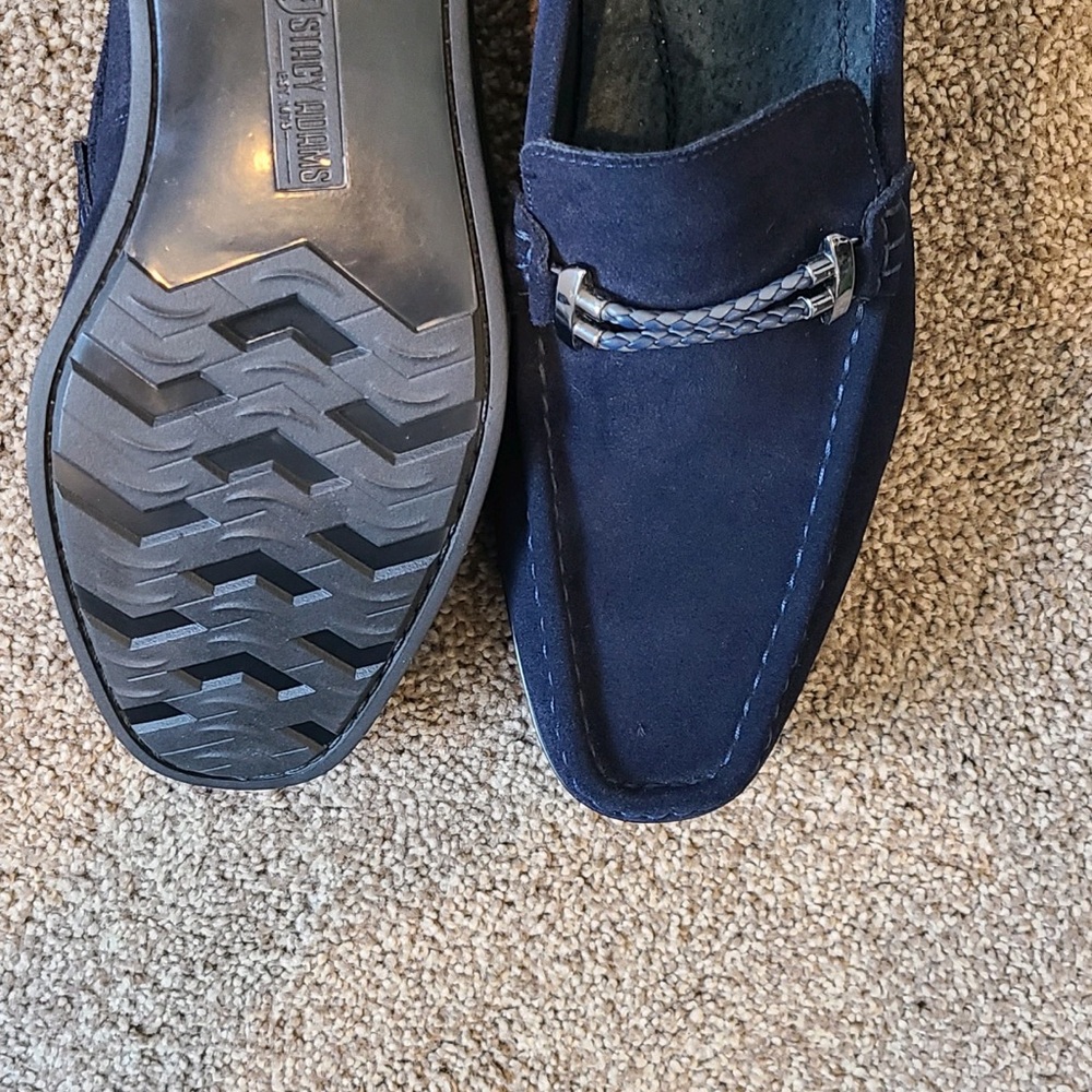 Stacy Adams memory foam navy blue suede loafers; never worn (no box)